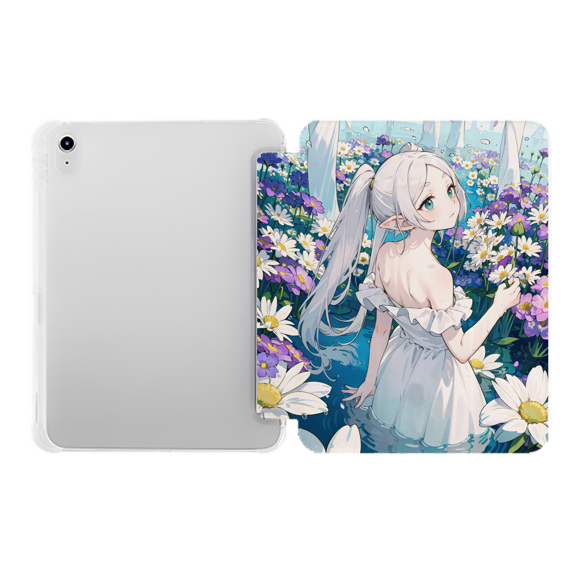 （画像用） 葬送のフリーレン Frieren IPad ケース ペン収納付き 三つ折りスタンド PUレザー×シリコン 対応機種9.5/10.5/10.9インチ